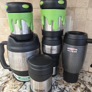 Stainless Steel Travel Mugs & Tumblers with Green Accent BUNDLE